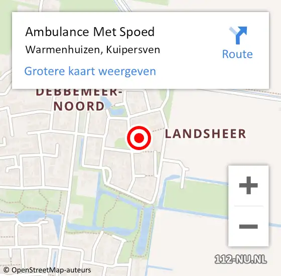 Locatie op kaart van de 112 melding: Ambulance Met Spoed Naar Warmenhuizen, Kuipersven op 14 januari 2021 16:56