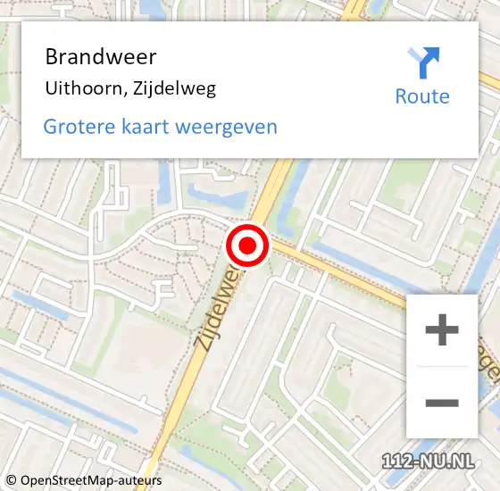 Locatie op kaart van de 112 melding: Brandweer Uithoorn, Zijdelweg op 14 januari 2021 17:34