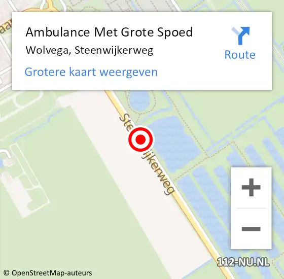 Locatie op kaart van de 112 melding: Ambulance Met Grote Spoed Naar Wolvega, Steenwijkerweg op 14 januari 2021 17:43