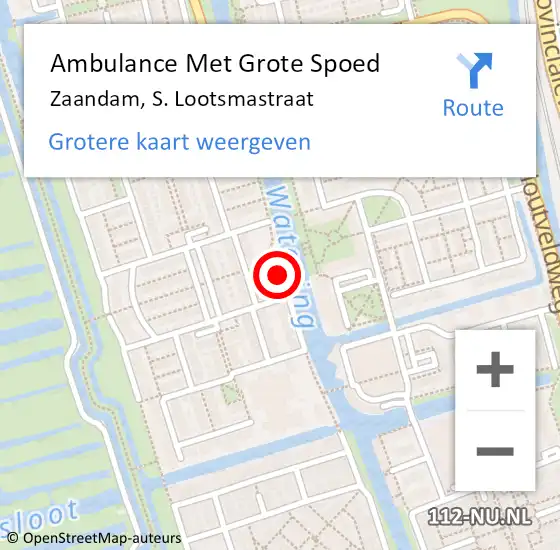 Locatie op kaart van de 112 melding: Ambulance Met Grote Spoed Naar Zaandam, S. Lootsmastraat op 14 januari 2021 19:17