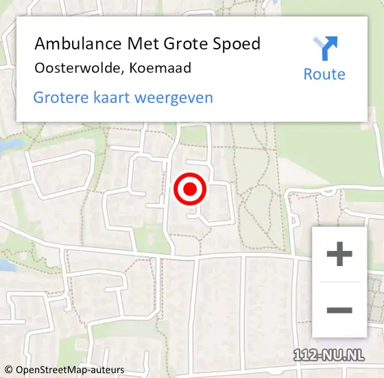 Locatie op kaart van de 112 melding: Ambulance Met Grote Spoed Naar Oosterwolde, Koemaad op 3 oktober 2013 14:58