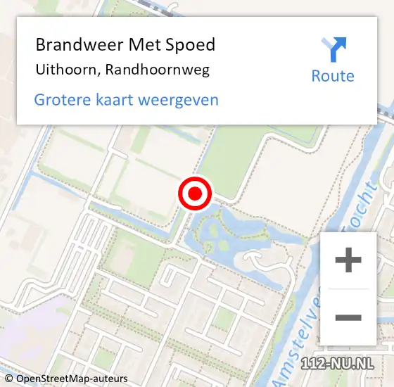 Locatie op kaart van de 112 melding: Brandweer Met Spoed Naar Uithoorn, Randhoornweg op 14 januari 2021 21:12