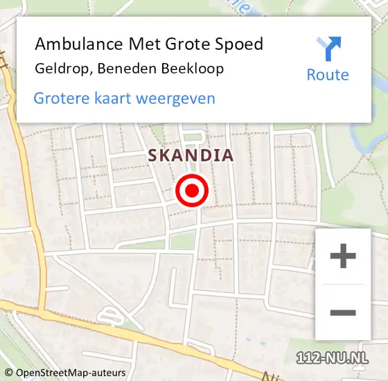 Locatie op kaart van de 112 melding: Ambulance Met Grote Spoed Naar Geldrop, Beneden Beekloop op 14 januari 2021 21:46