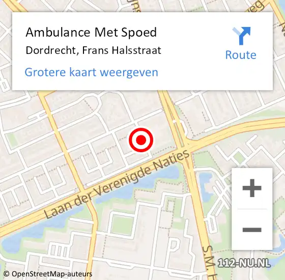 Locatie op kaart van de 112 melding: Ambulance Met Spoed Naar Dordrecht, Frans Halsstraat op 15 januari 2021 01:20