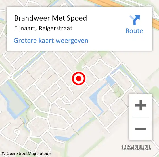 Locatie op kaart van de 112 melding: Brandweer Met Spoed Naar Fijnaart, Reigerstraat op 15 januari 2021 03:22