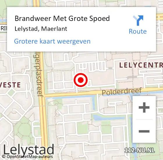 Locatie op kaart van de 112 melding: Brandweer Met Grote Spoed Naar Lelystad, Maerlant op 15 januari 2021 06:09