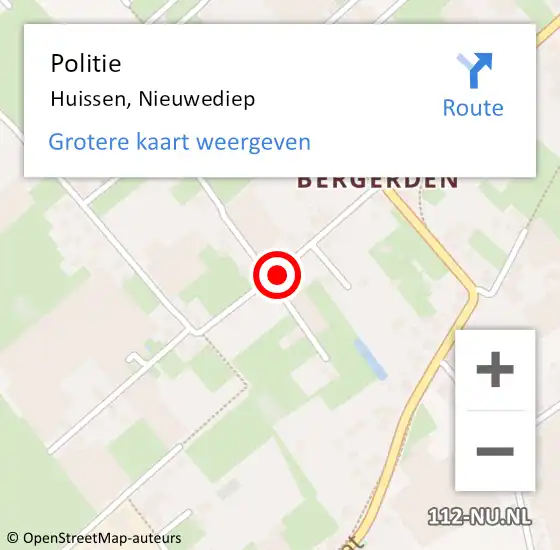 Locatie op kaart van de 112 melding: Politie Huissen, Nieuwediep op 15 januari 2021 08:45