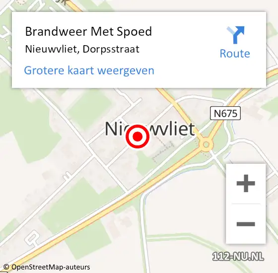 Locatie op kaart van de 112 melding: Brandweer Met Spoed Naar Nieuwvliet, Dorpsstraat op 15 januari 2021 09:55