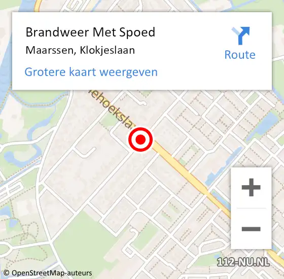 Locatie op kaart van de 112 melding: Brandweer Met Spoed Naar Maarssen, Klokjeslaan op 15 januari 2021 10:39