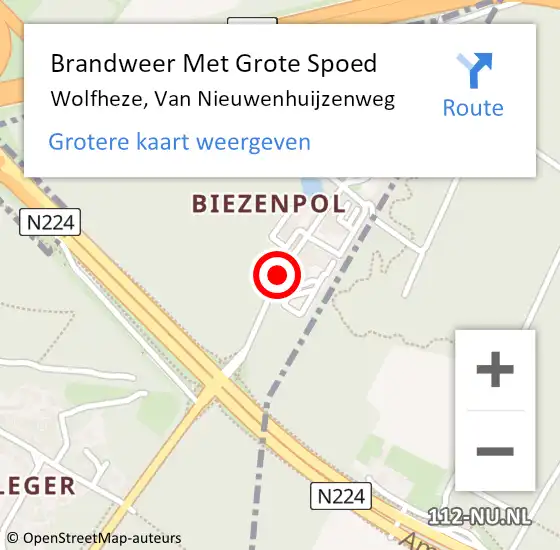 Locatie op kaart van de 112 melding: Brandweer Met Grote Spoed Naar Wolfheze, Van Nieuwenhuijzenweg op 15 januari 2021 11:28