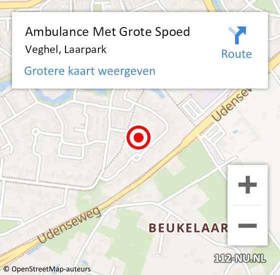 Locatie op kaart van de 112 melding: Ambulance Met Grote Spoed Naar Veghel, Laarpark op 15 januari 2021 11:34