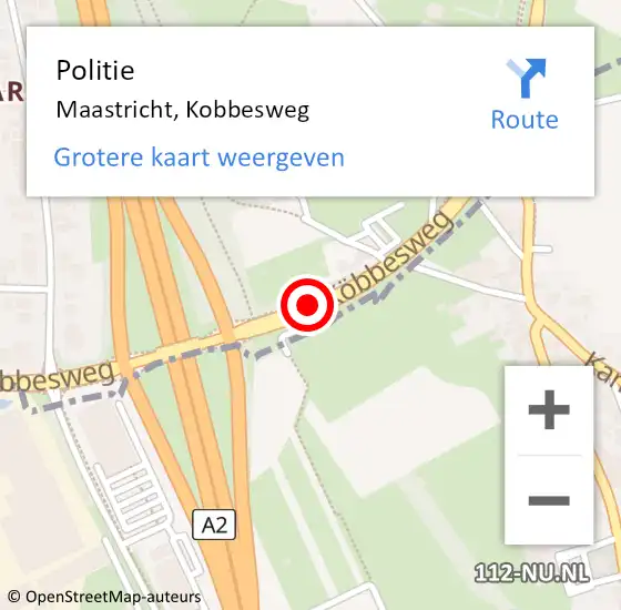 Locatie op kaart van de 112 melding: Politie Maastricht, Kobbesweg op 15 januari 2021 11:34