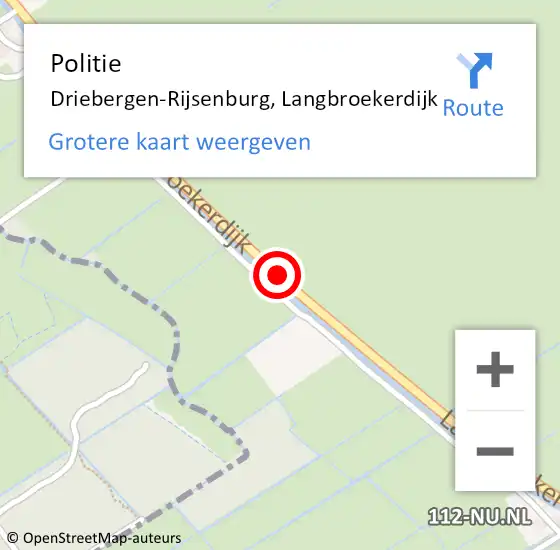 Locatie op kaart van de 112 melding: Politie Driebergen-Rijsenburg, Langbroekerdijk op 15 januari 2021 12:12