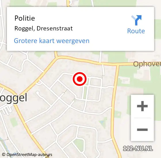 Locatie op kaart van de 112 melding: Politie Roggel, Dresenstraat op 15 januari 2021 12:27