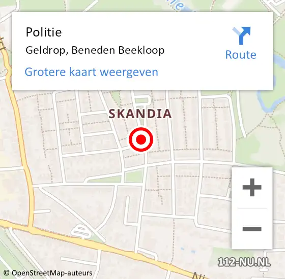 Locatie op kaart van de 112 melding: Politie Geldrop, Beneden Beekloop op 15 januari 2021 13:19