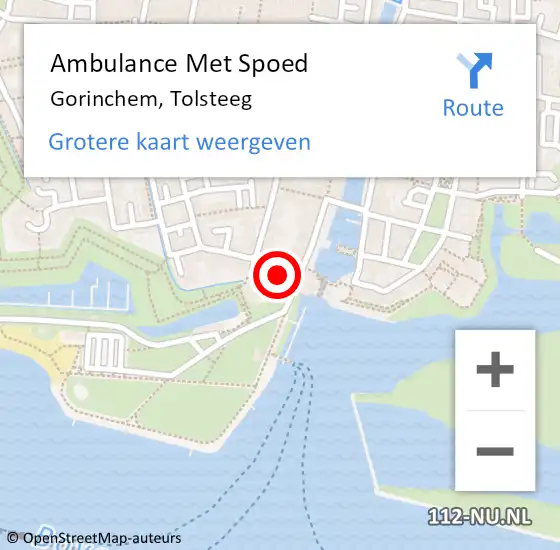 Locatie op kaart van de 112 melding: Ambulance Met Spoed Naar Gorinchem, Tolsteeg op 15 januari 2021 13:35