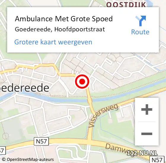 Locatie op kaart van de 112 melding: Ambulance Met Grote Spoed Naar Goedereede, Hoofdpoortstraat op 15 januari 2021 13:59