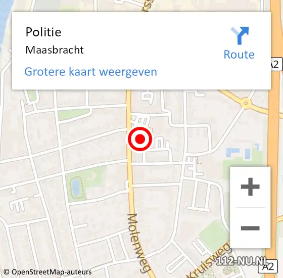 Locatie op kaart van de 112 melding: Politie Maasbracht op 15 januari 2021 14:37