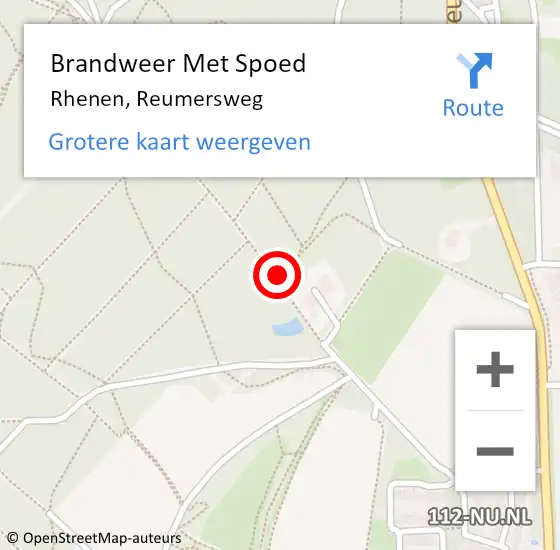 Locatie op kaart van de 112 melding: Brandweer Met Spoed Naar Rhenen, Reumersweg op 15 januari 2021 15:03