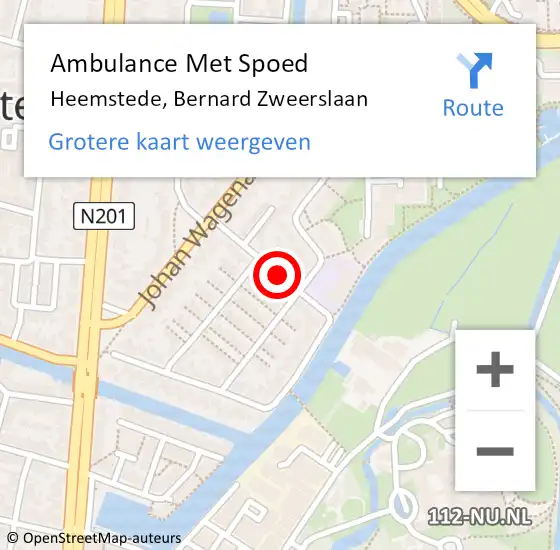 Locatie op kaart van de 112 melding: Ambulance Met Spoed Naar Heemstede, Bernard Zweerslaan op 15 januari 2021 15:31