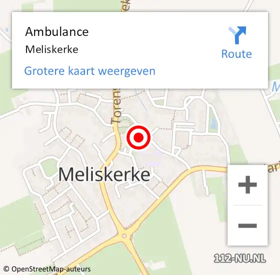 Locatie op kaart van de 112 melding: Ambulance Meliskerke op 15 januari 2021 15:47