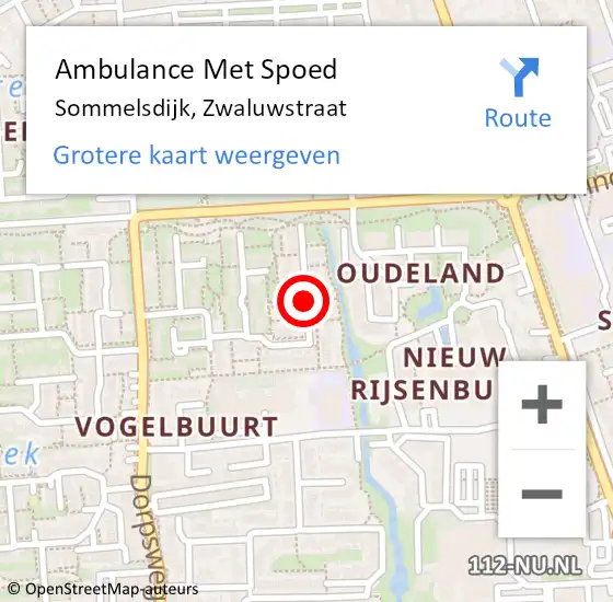 Locatie op kaart van de 112 melding: Ambulance Met Spoed Naar Sommelsdijk, Zwaluwstraat op 15 januari 2021 16:01