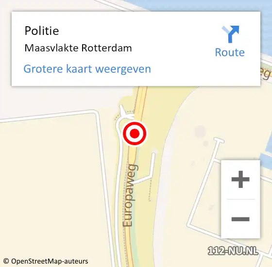 Locatie op kaart van de 112 melding: Politie Maasvlakte Rotterdam op 15 januari 2021 17:05