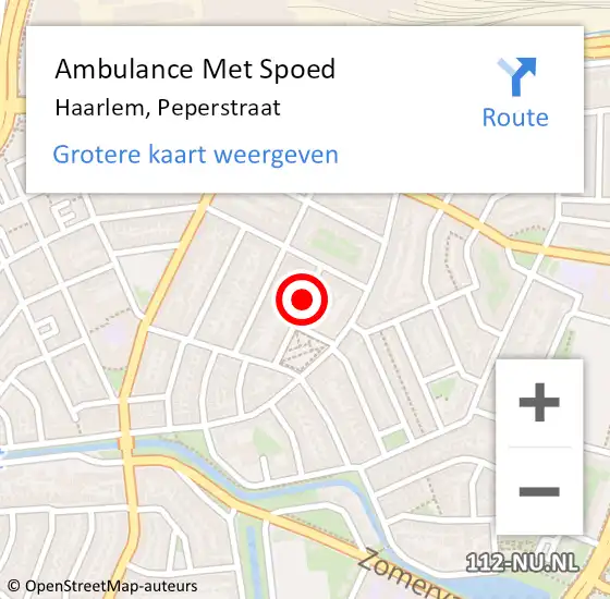 Locatie op kaart van de 112 melding: Ambulance Met Spoed Naar Haarlem, Peperstraat op 15 januari 2021 17:12