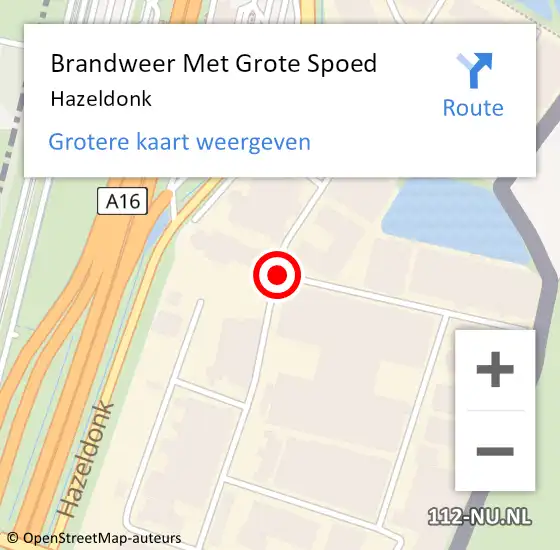 Locatie op kaart van de 112 melding: Brandweer Met Grote Spoed Naar Hazeldonk op 15 januari 2021 17:52