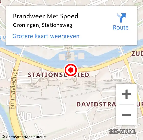 Locatie op kaart van de 112 melding: Brandweer Met Spoed Naar Groningen, Stationsweg op 15 januari 2021 18:59