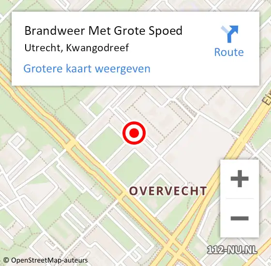 Locatie op kaart van de 112 melding: Brandweer Met Grote Spoed Naar Utrecht, Kwangodreef op 15 januari 2021 19:06