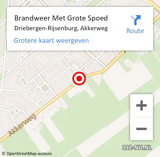 Locatie op kaart van de 112 melding: Brandweer Met Grote Spoed Naar Driebergen-Rijsenburg, Akkerweg op 15 januari 2021 19:37