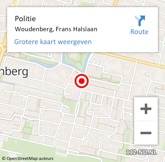 Locatie op kaart van de 112 melding: Politie Woudenberg, Frans Halslaan op 15 januari 2021 20:00