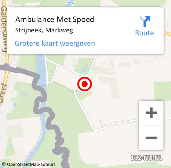 Locatie op kaart van de 112 melding: Ambulance Met Spoed Naar Strijbeek, Markweg op 30 mei 2014 19:12