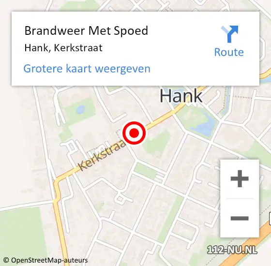 Locatie op kaart van de 112 melding: Brandweer Met Spoed Naar Hank, Kerkstraat op 16 januari 2021 00:41