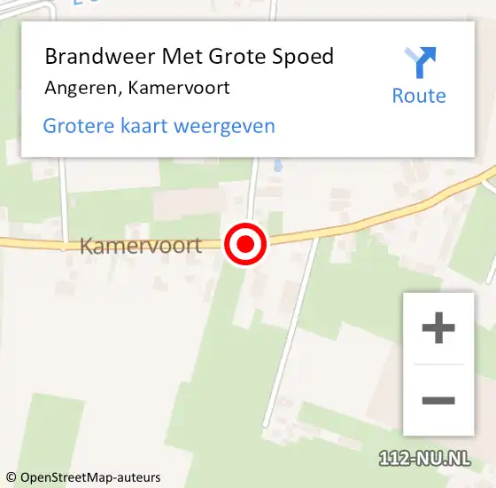 Locatie op kaart van de 112 melding: Brandweer Met Grote Spoed Naar Angeren, Kamervoort op 16 januari 2021 01:18