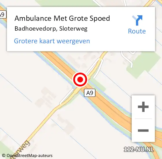 Locatie op kaart van de 112 melding: Ambulance Met Grote Spoed Naar Badhoevedorp, Sloterweg op 16 januari 2021 02:04