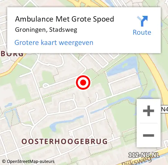 Locatie op kaart van de 112 melding: Ambulance Met Grote Spoed Naar Groningen, Stadsweg op 16 januari 2021 02:12
