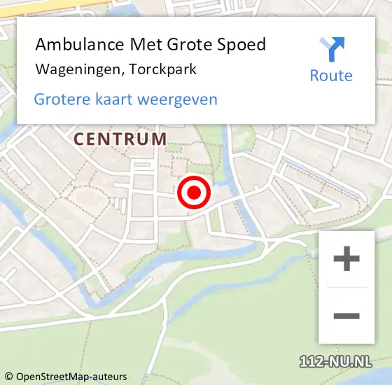 Locatie op kaart van de 112 melding: Ambulance Met Grote Spoed Naar Wageningen, Torckpark op 16 januari 2021 02:27