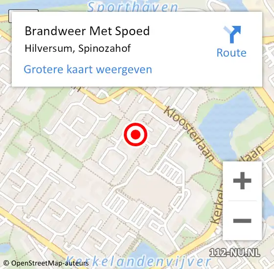 Locatie op kaart van de 112 melding: Brandweer Met Spoed Naar Hilversum, Spinozahof op 16 januari 2021 08:22