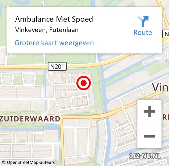 Locatie op kaart van de 112 melding: Ambulance Met Spoed Naar Vinkeveen, Futenlaan op 16 januari 2021 10:51