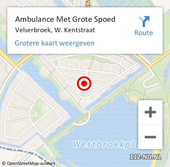 Locatie op kaart van de 112 melding: Ambulance Met Grote Spoed Naar Velserbroek, W. Kentstraat op 16 januari 2021 12:01