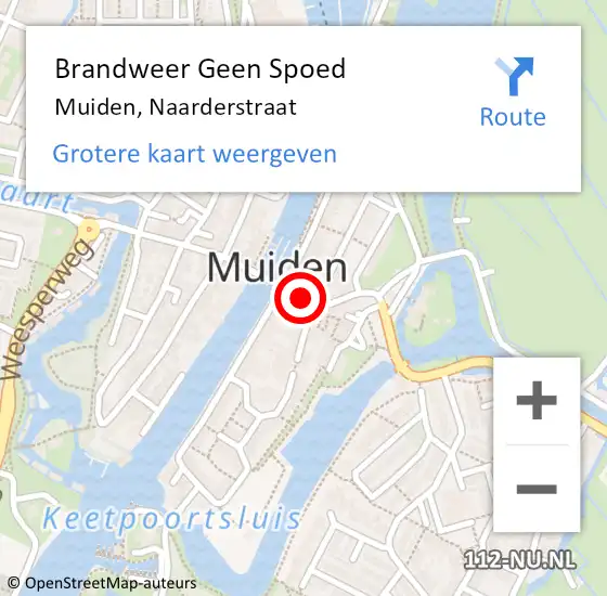 Locatie op kaart van de 112 melding: Brandweer Geen Spoed Naar Muiden, Naarderstraat op 3 oktober 2013 15:10