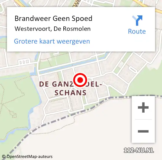 Locatie op kaart van de 112 melding: Brandweer Geen Spoed Naar Westervoort, De Rosmolen op 16 januari 2021 15:06