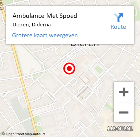 Locatie op kaart van de 112 melding: Ambulance Met Spoed Naar Dieren, Diderna op 16 januari 2021 16:17