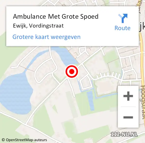 Locatie op kaart van de 112 melding: Ambulance Met Grote Spoed Naar Ewijk, Vordingstraat op 16 januari 2021 17:20
