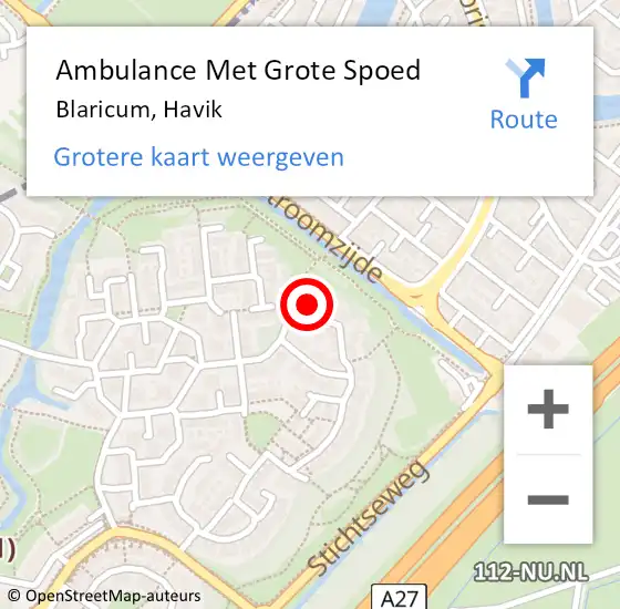 Locatie op kaart van de 112 melding: Ambulance Met Grote Spoed Naar Blaricum, Havik op 30 mei 2014 20:41