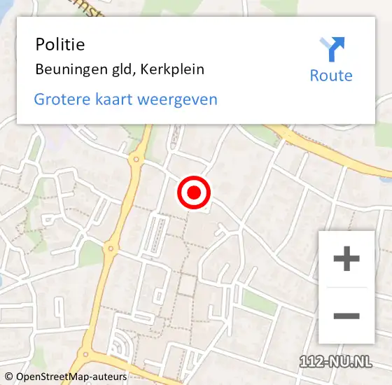 Locatie op kaart van de 112 melding: Politie Beuningen gld, Kerkplein op 16 januari 2021 18:30