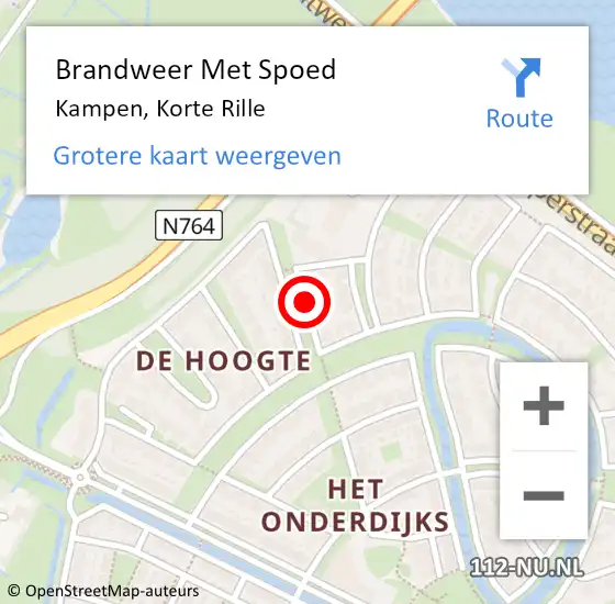 Locatie op kaart van de 112 melding: Brandweer Met Spoed Naar Kampen, Korte Rille op 16 januari 2021 18:38