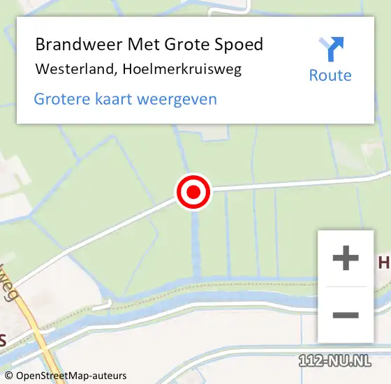 Locatie op kaart van de 112 melding: Brandweer Met Grote Spoed Naar Westerland, Hoelmerkruisweg op 16 januari 2021 18:46